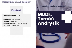 Praktický lékař pro dospělé v Měníně přijímá nové pacienty